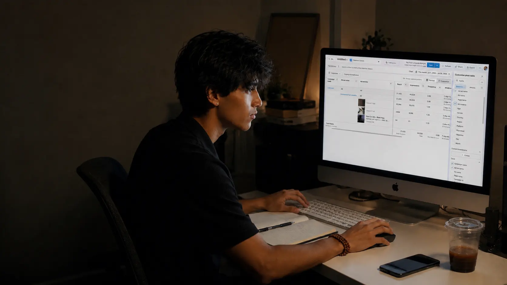 Jaden Vazquez working in a live Meta Ads Manager account.